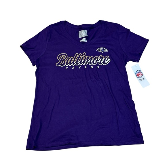 NFL Team Apparel Baltimore Ravens Women’s Purple V-Neck Tee T-Shirt Size M New - Picture 1 of 8